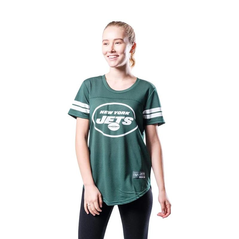 Ultra Game NFL Official Women's Super Soft Mesh Jersey T-Shirt, New York Jets, Team Color, X-Large