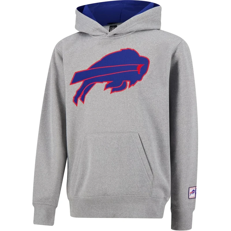 Ultra Game NFL Official Youth Super Soft Hoodie Sweatshirt Pullover - Warm Polyester Blend, Buffalo Bills, Heather Gray, 8