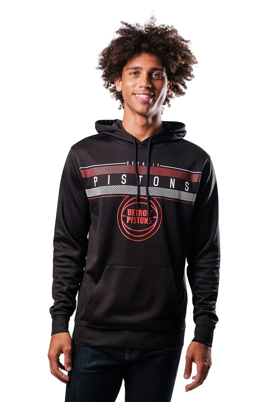 Ultra Game NBA Official Men’s Super Soft Midtown Hoodie Pullover Sweatshirt - Unisex, Detroit Pistons, Black, XX-Large