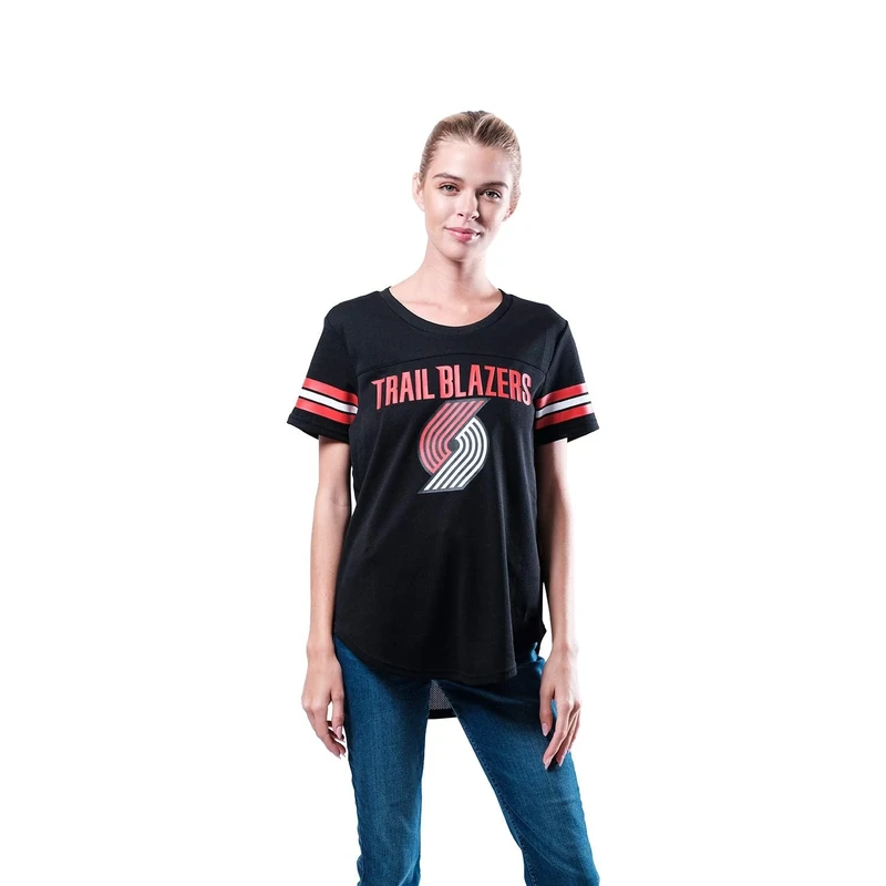 Ultra Game NBA Official Women's Soft Mesh T-Shirt, Portland Trail Blazers, Black, Large