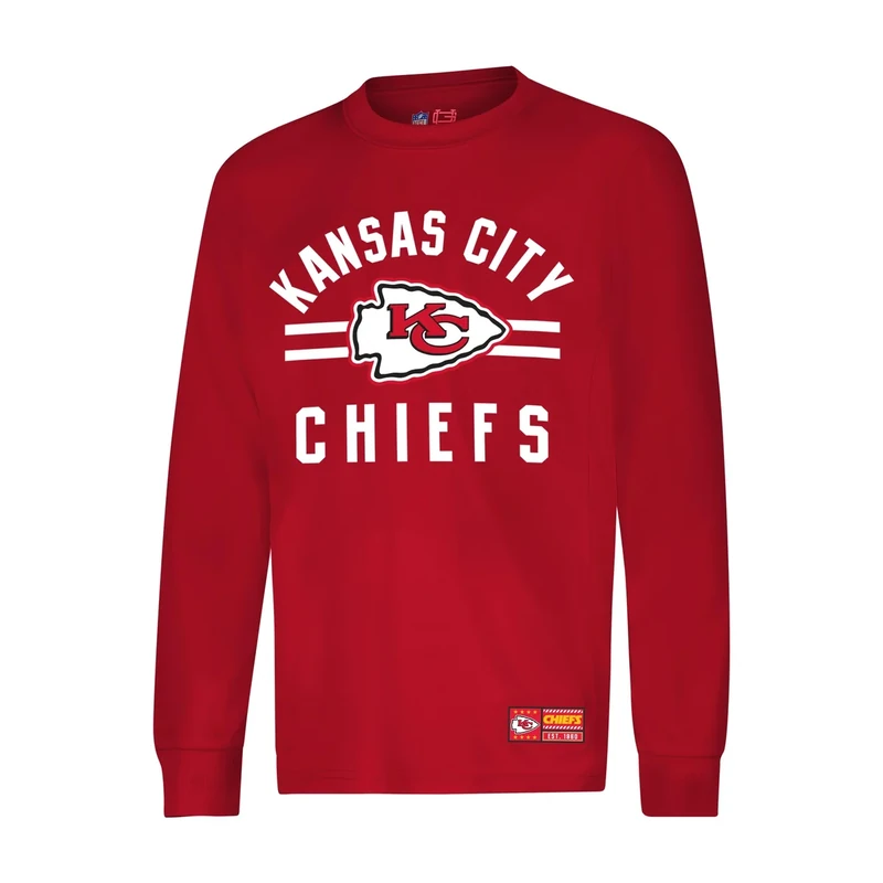 Ultra Game NFL Official Youth Super Soft Supreme Long Sleeve T-Shirt, Kansas City Chiefs, Team Color, 18-20