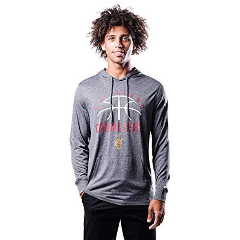 Ultra Game Men's NBA Official Super Soft Lightweight Hoodie Sweatshirt, Cleveland Cavaliers, Heather Charcoal , Small