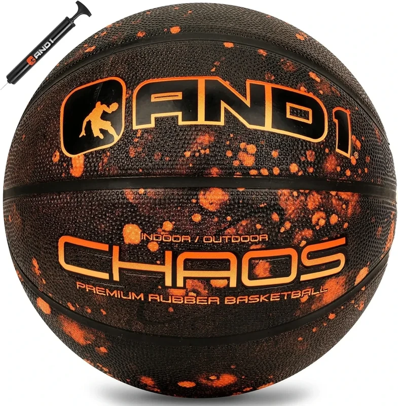 AND1 Chaos Basketball: Official Regulation Size 7 (29.5 inches) Rubber - Deep Channel Construction Streetball, Made for Indoor Outdoor Basketball Games (Brown)