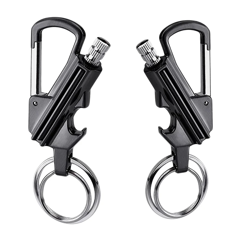 YUSUD 2 Pack Keychain Bottle Opener for Men, Permanent Match with Dual Side Flint Fire Starter, Waterproof Reusable Matchstick, Forever Match for Outdoor Survival, Everlasting Strike Anywhere Matches