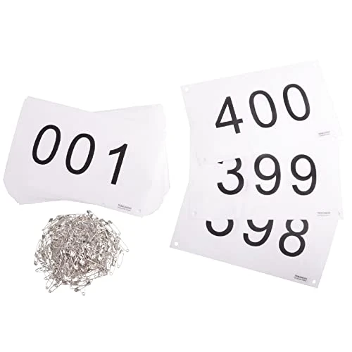 TRIWONDER Tyvek Running Bib Competitor Numbers with Safety Pins, Running Numbers Paper Tags for Marathon Races (White - Numbers 001-400)