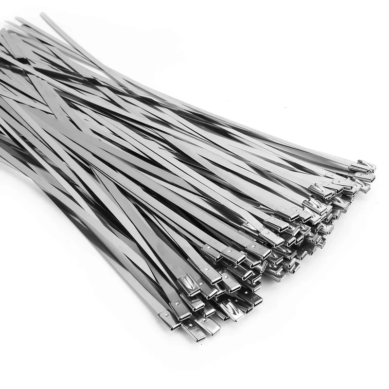 ZOOSUNX Metal Zip Ties 100pcs 11.8in - 304 Stainless Steel Heavy Duty