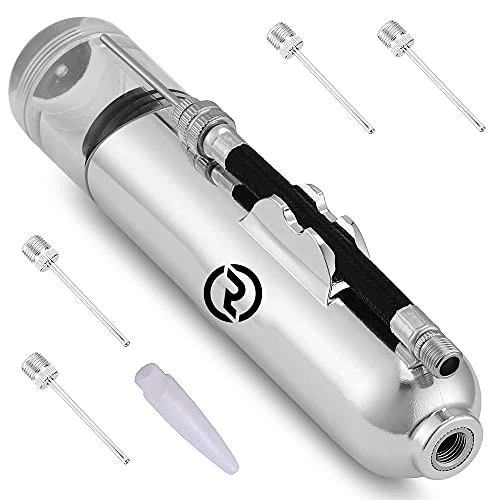 Ball Pump for Sports Balls - 5 Needles - Basketball Pump, Soccer Ball Pump - Air Pump for Balls, Volleyball, Football Accessories Equipment - Hand Pump for Inflatables - Never Lose Pin with Holder