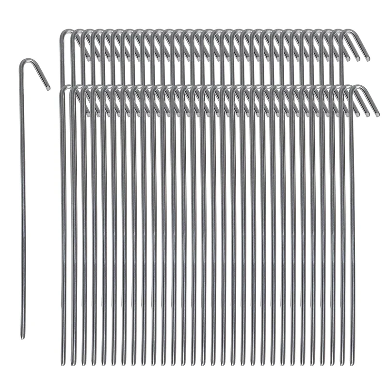 Pinnacle Mercantile 60 Pack Tent Stakes Metal Garden Edging Fence Hooks Pegs Christmas Decoration Stakes Made USA 9 inches Long