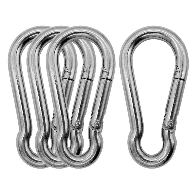 Outmate Marine Grade 316 Stainless Steel Carabiners -3.15 inch Heavy Duty, Durable & Rust-Free Clips for Gym, Swing, Dog Leashes, Hammocks, Keychains, and More(316,M8,Pack of 4)