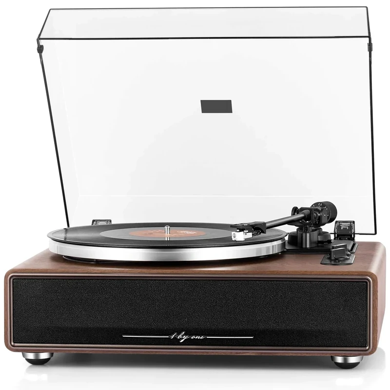 1byONE Belt Drive Turntable - Bluetooth, Speakers, Auto Off