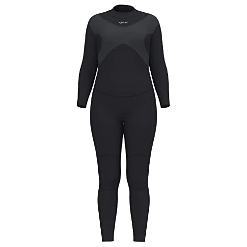 Hevto Wetsuits Women Plus Size 3mm Neoprene Full Scuba Diving Suits Surfing Swimming Long Sleeve Keep Warm Back Zip for Water Sports (P09-Gray, XL1)