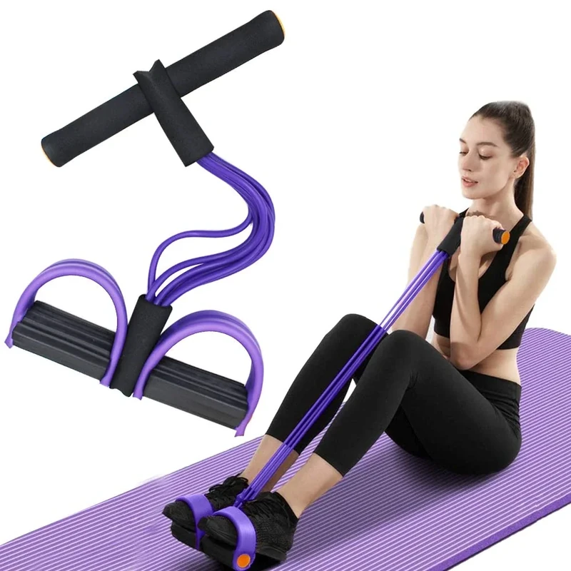 Multifunction Tension Rope, 6-Tube Elastic Yoga Pedal Puller Resistance Band, Natural Latex Tension Rope Fitness Equipment, for Abdomen/Waist/Arm/Leg Stretching Slimming Training (Purple)