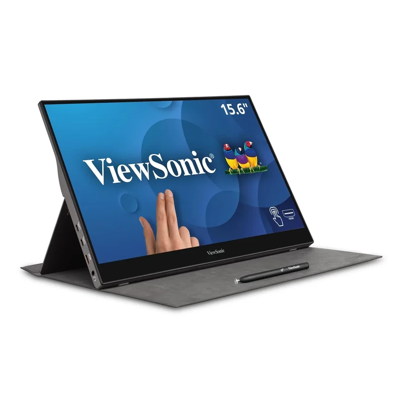 ViewSonic TD1655 15.6 Inch 1080p Touchscreen Portable Monitor, IPS Display for Interactive Workflows and Second Screen Productivity, Built-in Stand, 60W USB-C, mini HDMI, and Smart Cover - Image 1