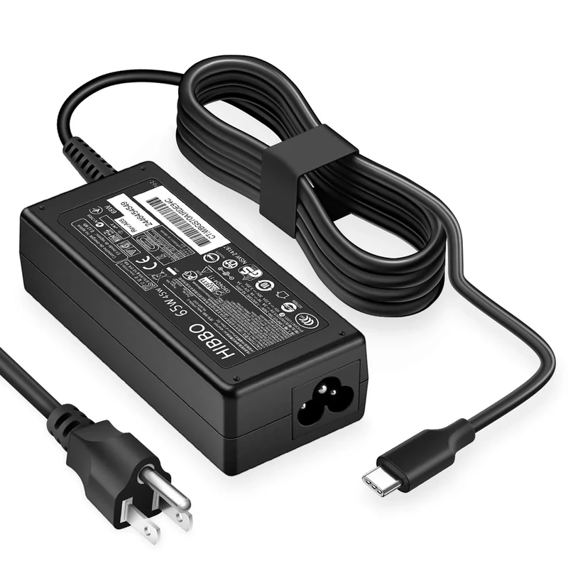 HIBBO 65W USB-C Fast Charger for HP Laptop & Chromebook - 45W/65W