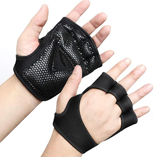 RYMNT Minimal Workout Gloves,Short Micro Weight Lifting Gloves Grip Pads with Full Palm Protection & Extra Grip for Men Women Weightlifting,Gym,Cross Training,Powerlifting,WODs.BKO-XLarge