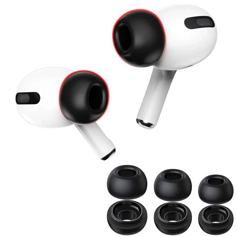 Lanwow Foam Tips for AirPods Pro - 3 Sizes, Anti-Slip (Black)