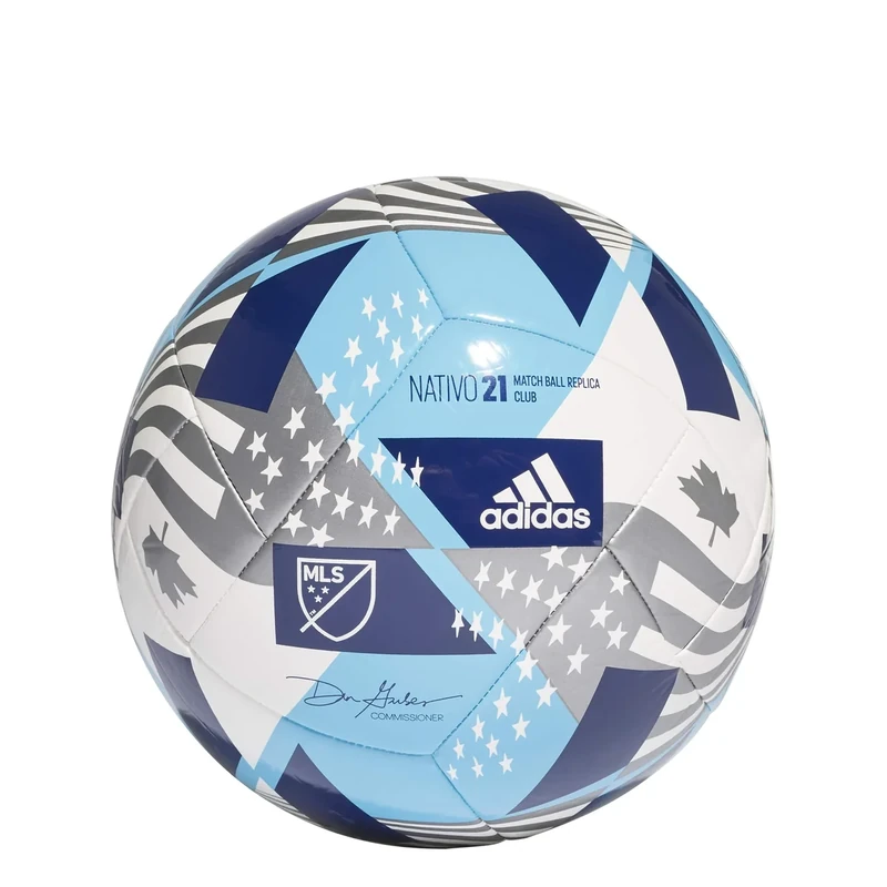 adidas MLS Club Soccer Ball, White/Bright Cyan/Iron Metallic/Pantone, 4