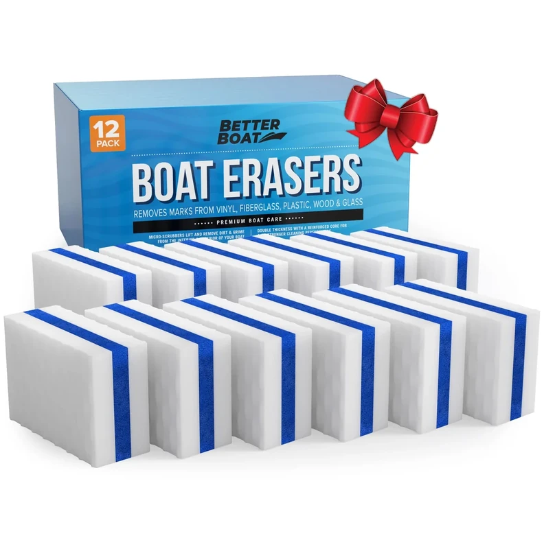 12PK Premium Boat Scuff Erasers, Boating Accessories for Cleaning, Gift for Pontoon, Fishing, Jon Boats, Decks, Vinyl and Hull Cleaner, Gadgets for Men and Women