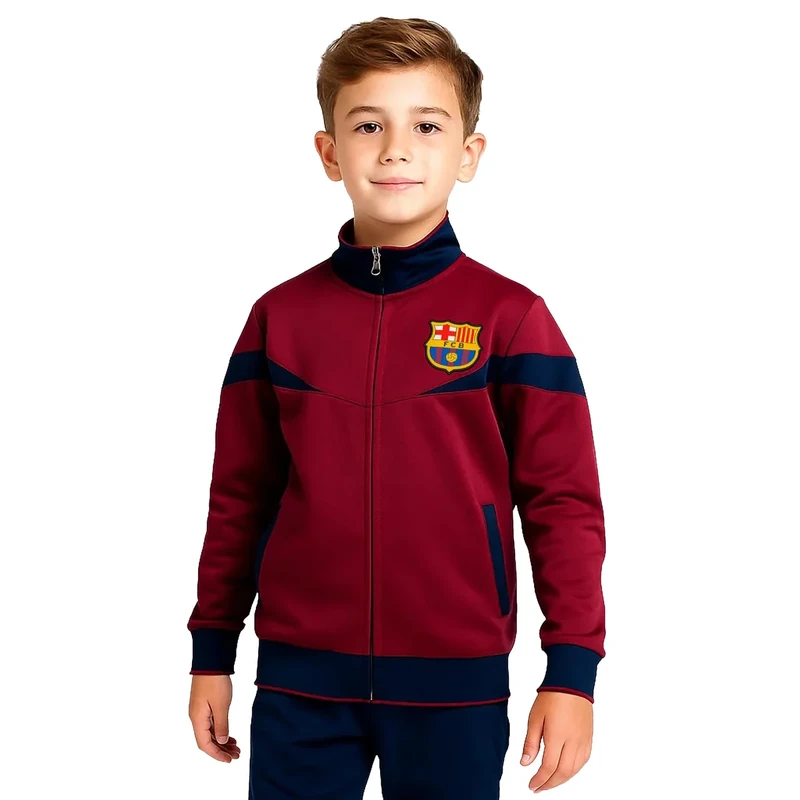 Icon Sports Officially Licensed FC Barcelona Soccer Track Jacket - Unisex Kids - FCB39TJ Burgundy YXL