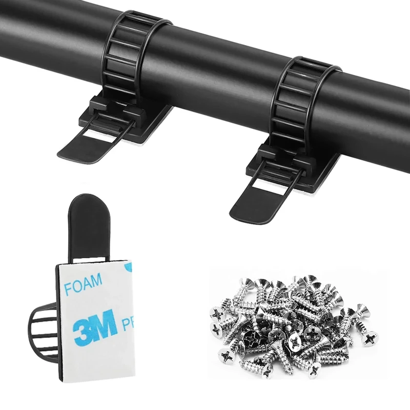 VAMRONE 100pcs Cable Management Clips + 50 Zip Ties - 3.35in Black