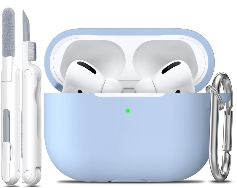 R-fun Blue Silicone AirPods Pro Case with Keychain - Protective Cover