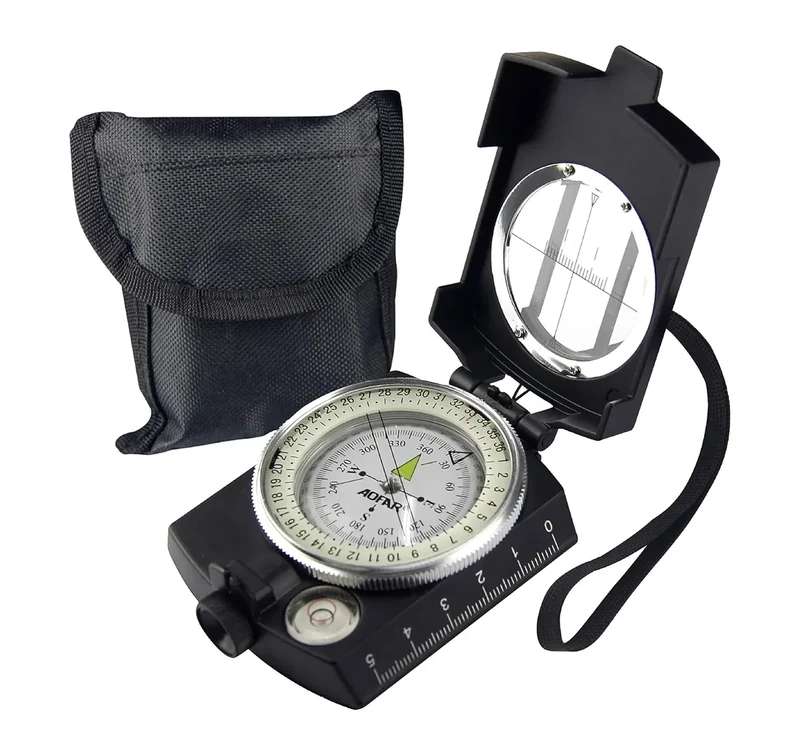 AOFAR Military Compass AF-4580 Black Lensatic Sighting Navigation, Waterproof and Shakeproof with Map Measurer Distance Calculator, Pouch for Camping, Hiking, Hunting, Backpacking