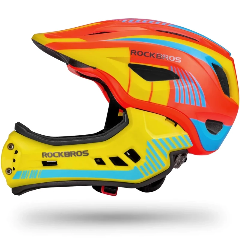 ROCKBROS Kids Full Face Helmet Kids Bike Helmets Lightweight Toddler Mountain Bike Helmet Detachable for MTB BMX Skating Cycling Scooter Safety Bicycle Helmets for Youth Child Boys Girls Ages 3-16