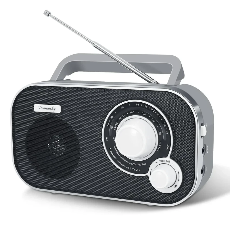 DreamSky AM FM Portable Radio - Plug/Battery, Dial, Clear Reception