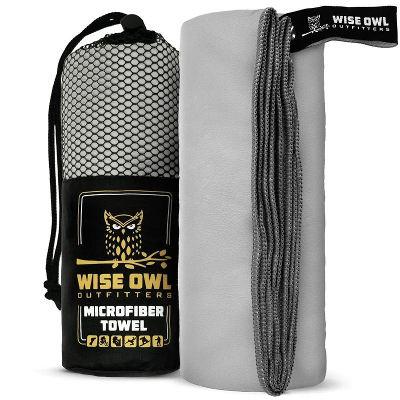 Wise Owl Outfitters Microfiber Camping Towel - Quick Dry Towel for Travel, Backpacking, Hiking, Beach, Gym & Yoga - Compact, Fast Drying & Lightweight