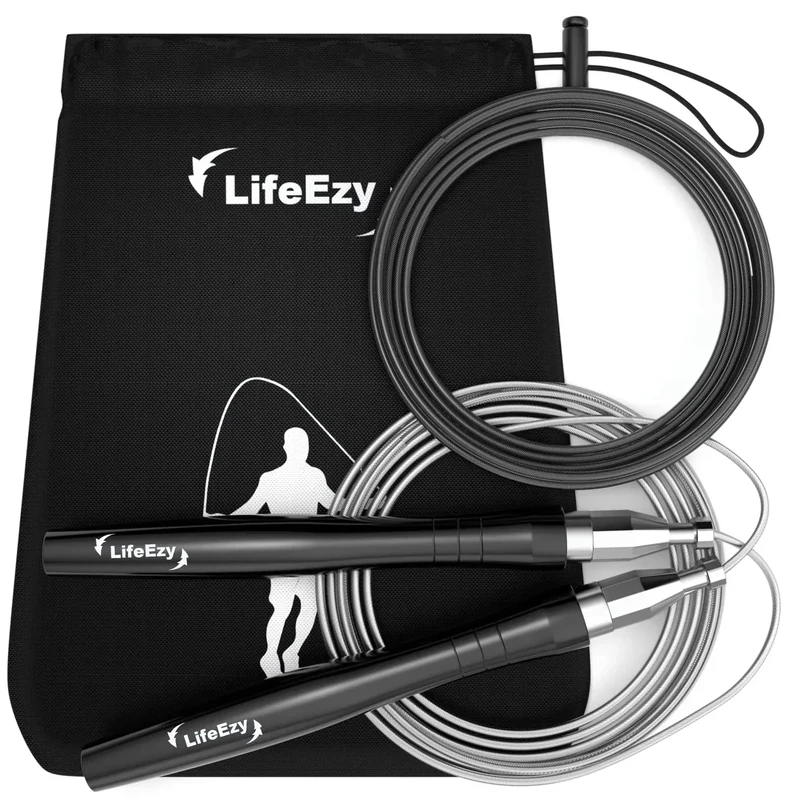 New 2026 Version Jump Rope, High Speed Weighted Jump Rope - Premium Quality Tangle-Free - Self-Locking Screw-Free Design - Jump Ropes for Fitness - Skipping Rope for Workout Fitness, Crossfit & Home Exercises (Black)