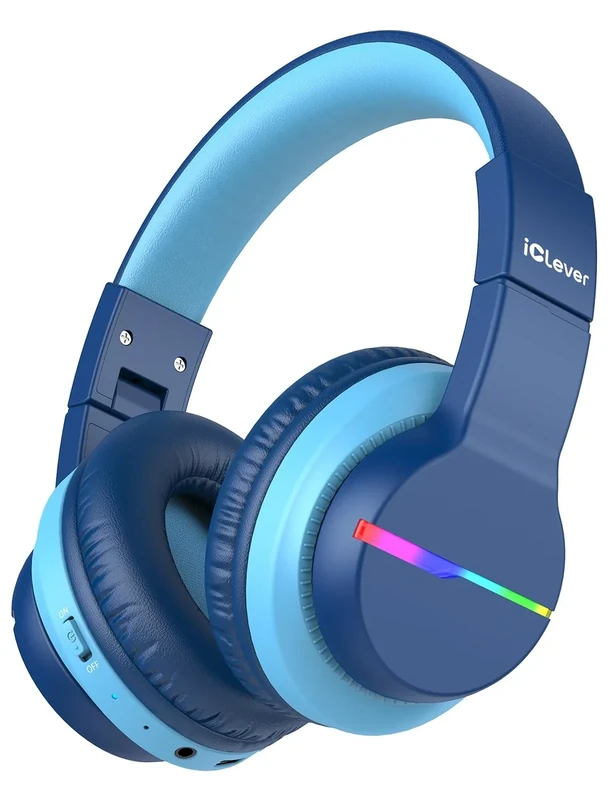 iClever BTH12 Headphones - LED Lights, 85h Playtime, Volume Limit