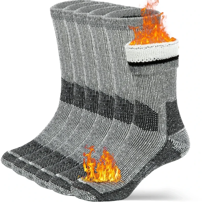 Buttons & Pleats Wool Socks for Men Women Merino Thermal Warm Cozy Winter Fuzzy Boot Sock Charcoal ML