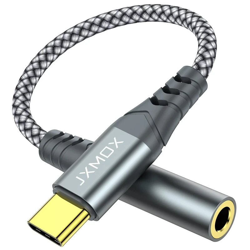JXMOX USB C to 3.5mm Adapter - Audio for iPhone, Samsung, MacBook