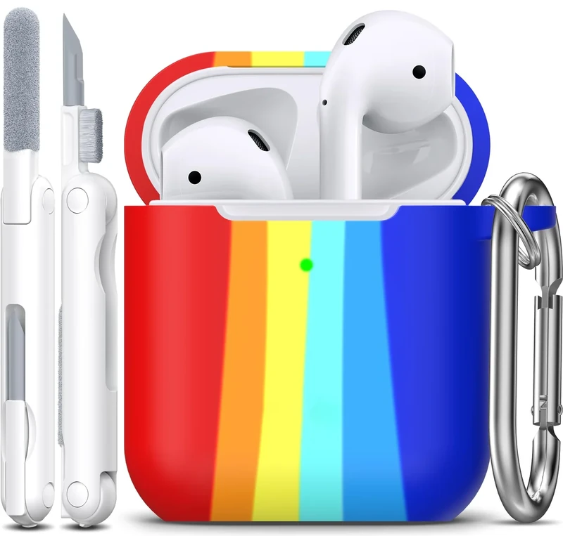 R-fun AirPods Case Cover with Keychain - Rainbow LED Visible