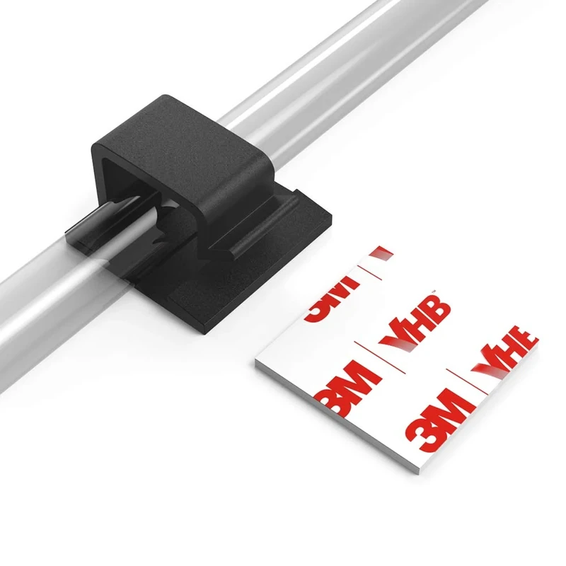 Cable Clips with Strong Self-Adhesive, XIAOXI R Shape Cable Management TV PC Wire Holder Sticky Tidy and Organizer Cord and Wires - 40 Pcs (Black)