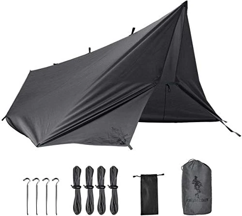 FREE SOLDIER Waterproof Portable Multifunctional Outdoor Camping Traveling Awning Backpacking Shelter Rain Tarp (Dark Gray)