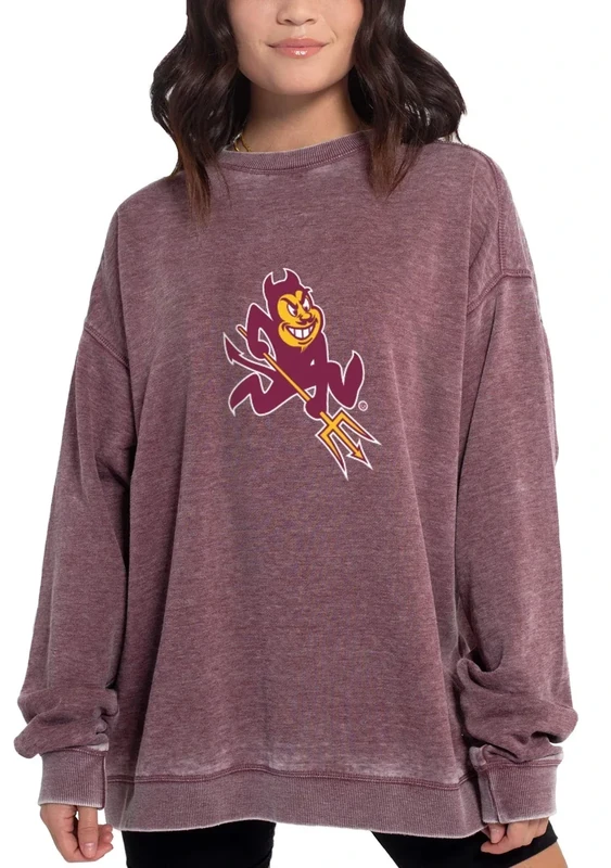 chicka-d NCAA Arizona State Sun Devils Womens Campus Pullover, Merlot, Large - Image 1