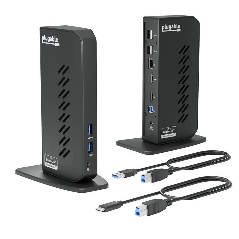 Plugable USB 3.0 & USB-C Dock - Dual HDMI, Gigabit Ethernet, USB Ports