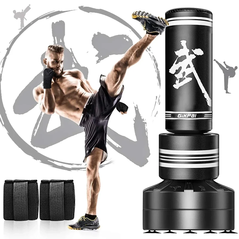 GIKPAL Freestanding Punching Bag for Adults 67'' Heavy Boxing Bag with Boxing Gloves, No Spring Low-Noise Standing Bag for Home Office Kickboxing