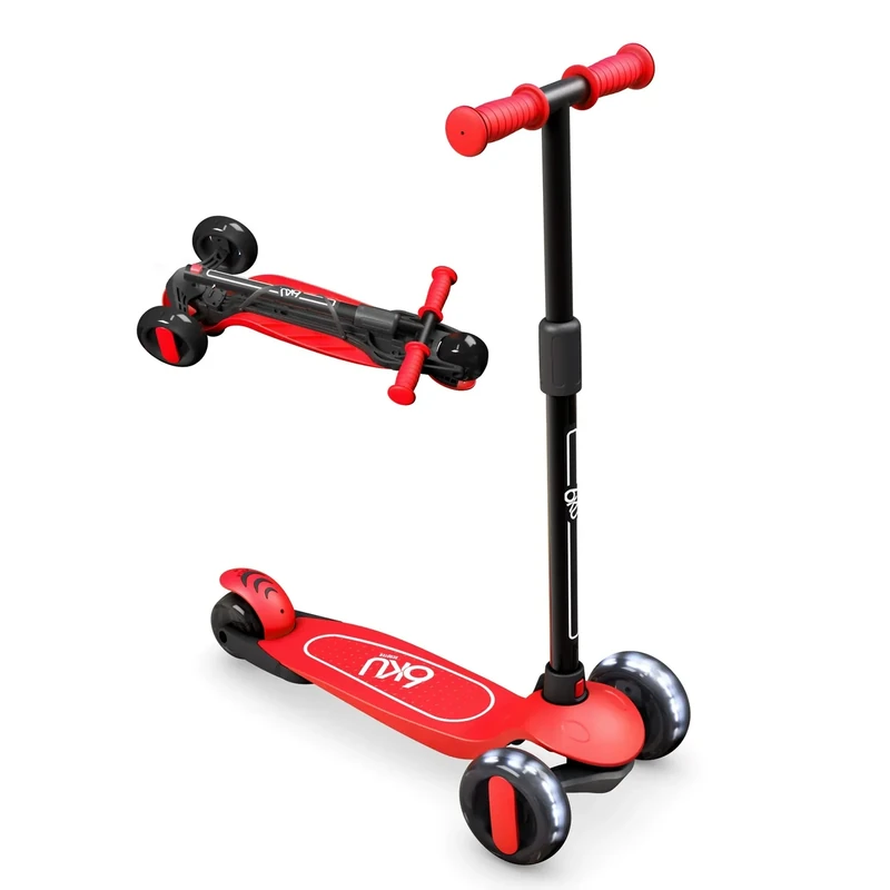 6KU Scooter for Kids Ages 3-10 with Flash Wheels, Kids Scooter 4 Adjustable Height, Toddler Scooter Extra-Wide PU LED Wheels, 3 Wheel Scooter for Kids for Girls & Boys Learn to Steer(red)