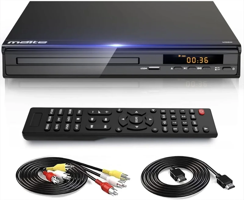 DVD Player, HDMI AV Output, All Region Free CD DVD Players for TV, DVD Players with NTSC/PAL System, Supports Mic's & USB Input, Package Includes HDMI/RCA Cables and Remote Control