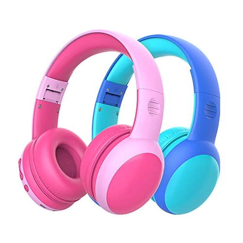 gorsun Kids Bluetooth Headphones, Portable Wireless Headset for Kids, Bluetooth 5.3, Over-Ear Toddler Headphones with Microphone, 85dB Volume Limited, 40 Hours Playtime (Pink+Blue)