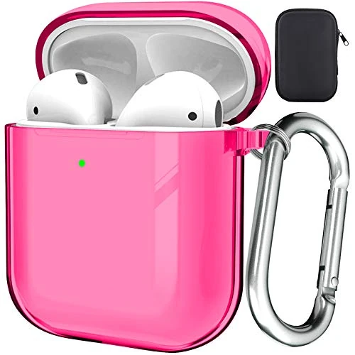Valkit Pink AirPods Case with Keychain - Soft TPU Cover for 1 & 2