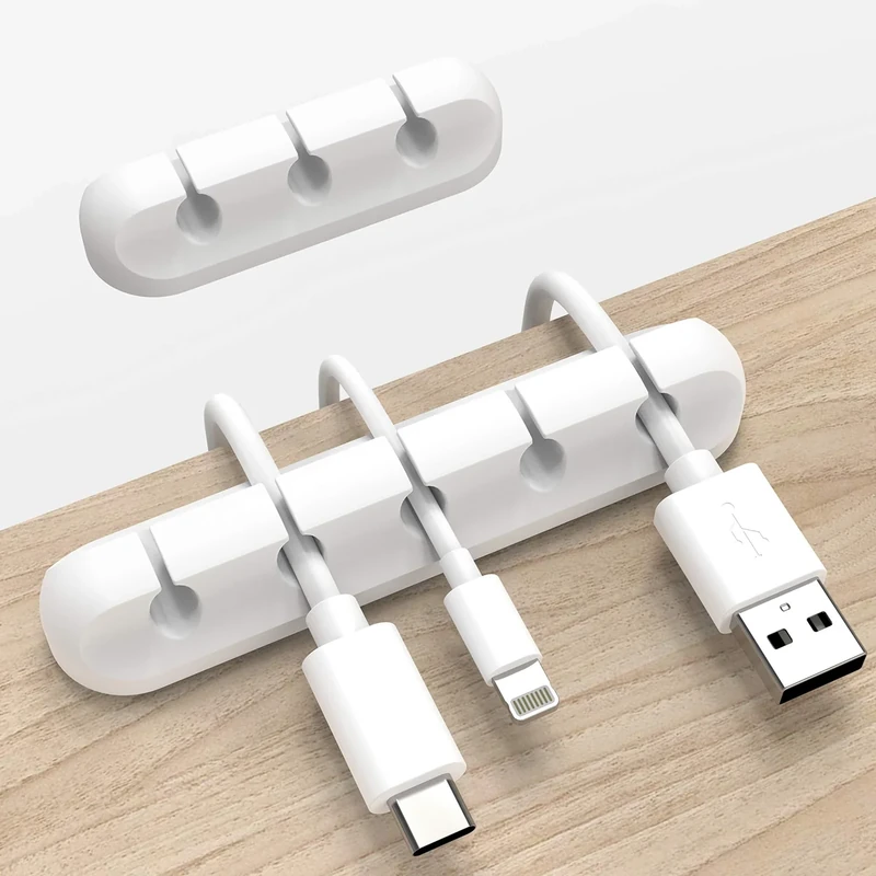 INCHOR White Cable Clips - 2 Pack Cord Organizer for Desk, Car & Home
