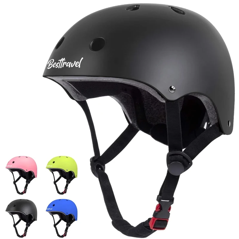 Besttravel Kids Helmet, Toddler Adjustable Toddler Bike Helmet Ages 3-8 Years Old Boys Girls Multi-Sports Safety (Black)