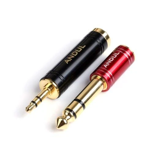 ANDTOBO 1/4 inch to 3.5mm and 3.5mm(1/8'') Plug Male to 6.35mm (1/5'') Jack Female Stereo Pure Copper Headphone Adapter for Amp Guitar,Piano,etc (Black+Red)