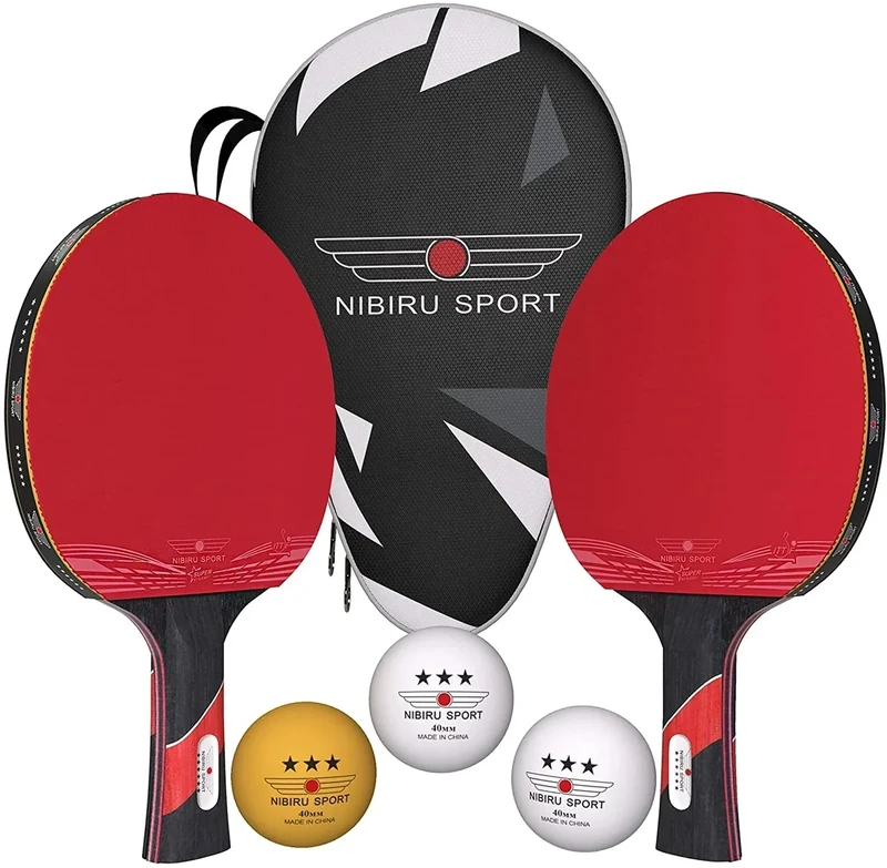 NIBIRU SPORT Ping Pong Paddles Set of 2 - Premium Table Tennis Paddles Kit with 2 Rackets, 3 Balls & Portable Case, Table Tennis Equipment & Ping Pong Accessories
