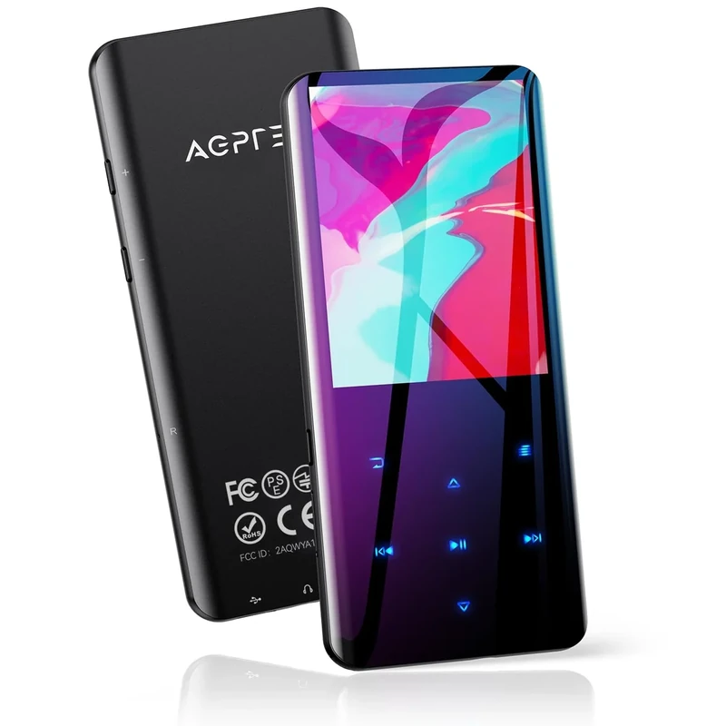 AGPTEK 32GB MP3 Player with Bluetooth 5.3, A19X 2.4" Curved Screen Portable Music Player with Speaker Lossless Sound with FM Radio, Voice Recorder, Supports up to 128GB, Black