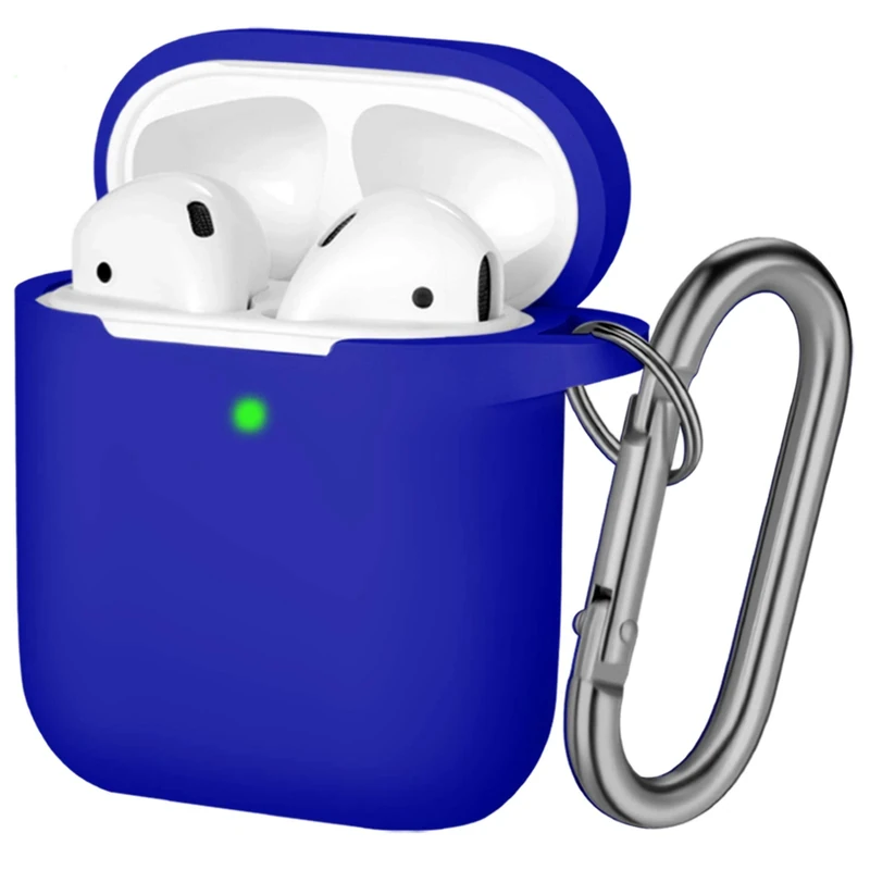 Hamile Soft Silicone AirPods Case - Royal Blue, Front LED Visible