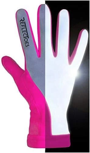 ReflecToes Reflective Winter Running Gloves - Touch Screen Compatible Warm Gloves -Thermal Fleece - Cold Weather Hi Vis Safety for Night Runs (Pink, Small)